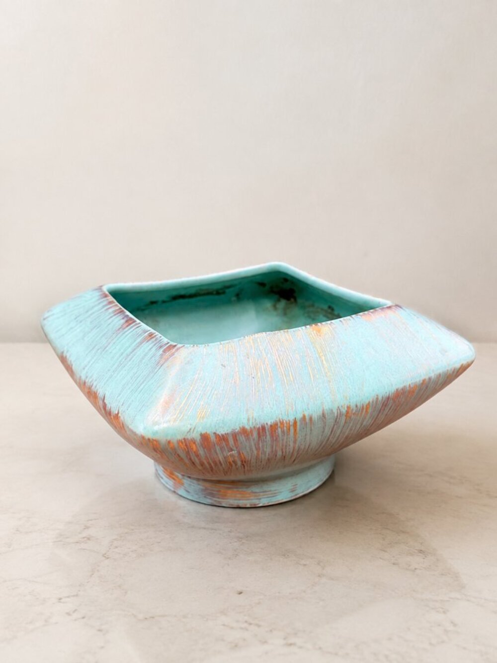 VTG Enterprise Exclusive Aqua Turquoise Ceramic Bowl Planter | Canadian 4.75"